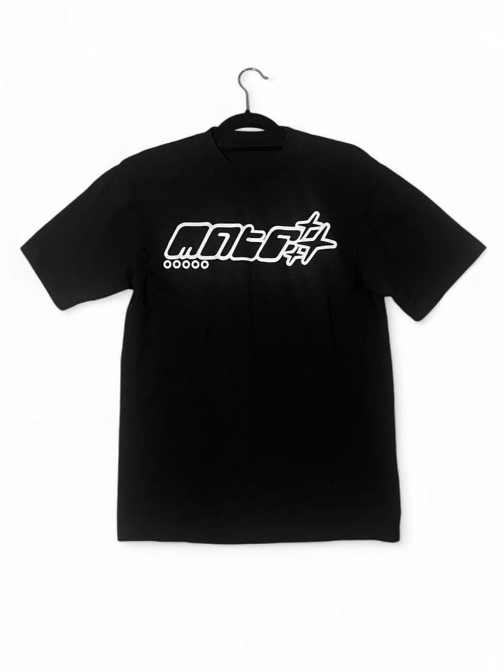 Black Short-Sleeve Graphic Tee with White Logo